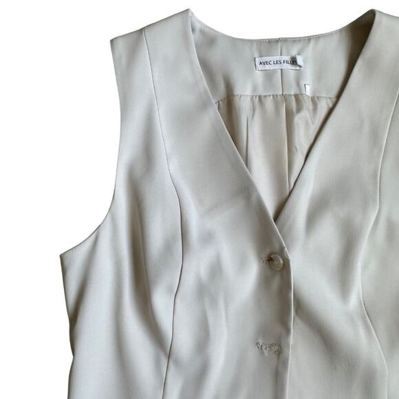 Avec Les Filles Vest Suit Cream M - Picture 2 of 6